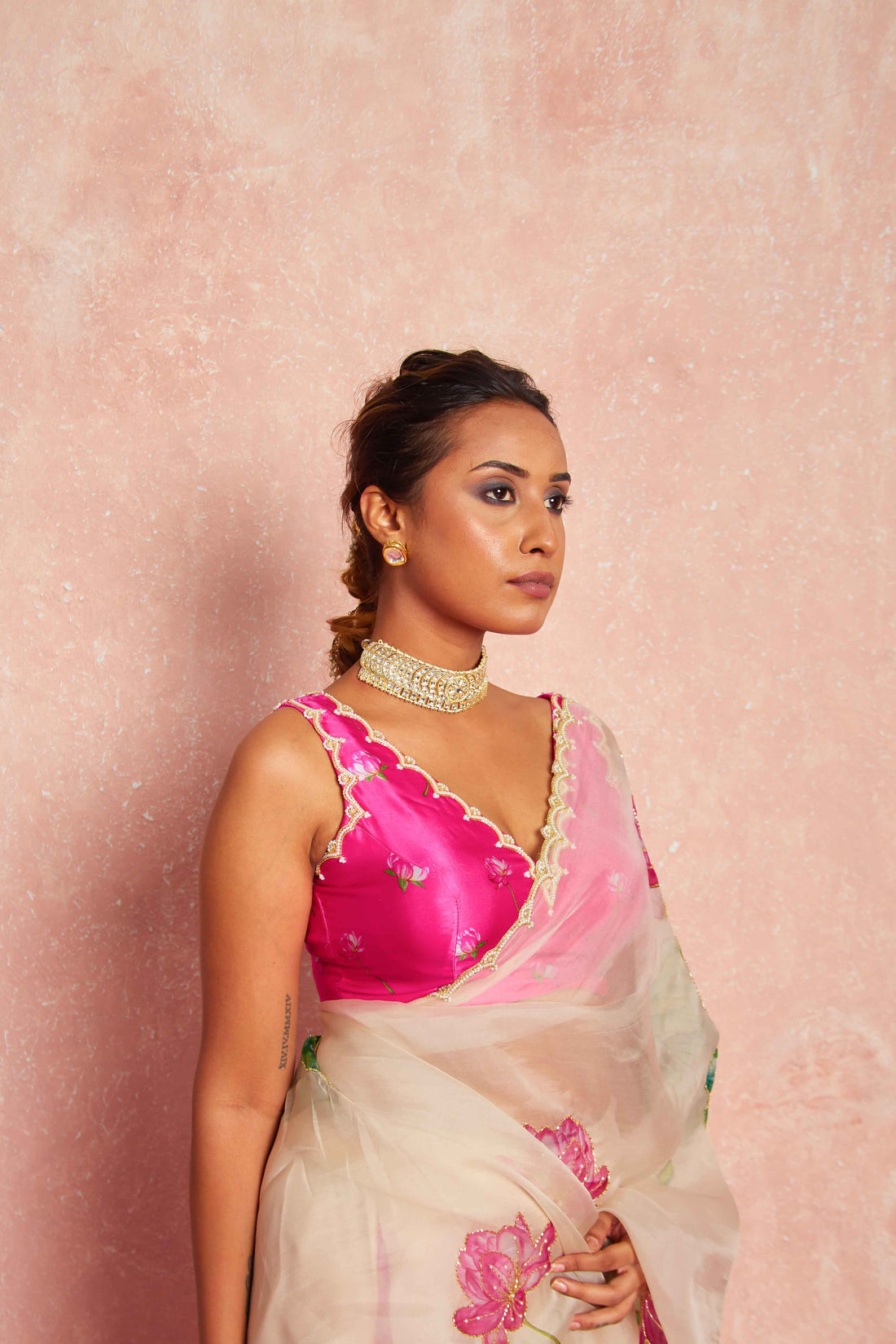 Hand embroidered saree border