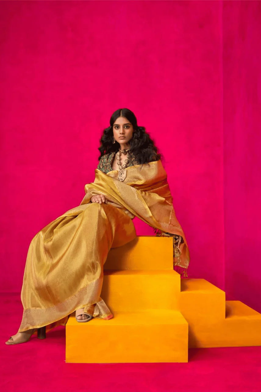 Zari embroidery saree