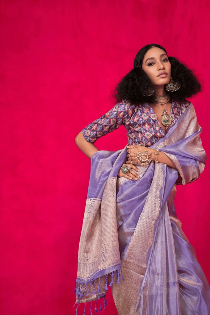 Saree with stitched pleats