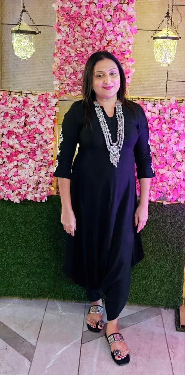 Liva Cotton Royal Blue Embroidered Jumpsuit