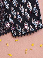Black Floral Leaf Mirror Work Blouse