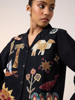 black applique shirt