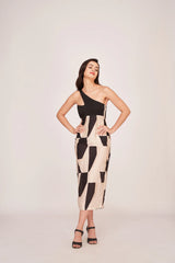 black abstract print dress