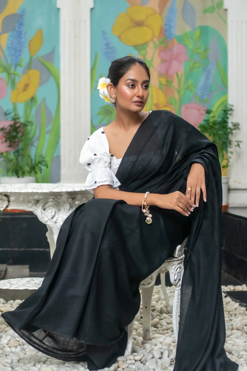 Cotton saree with fringe