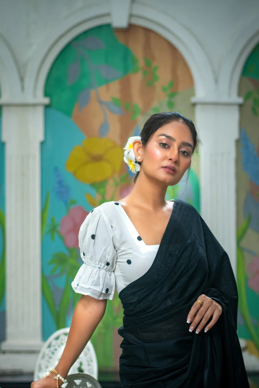 Black handloom cotton saree