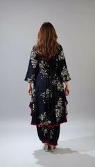 Black Rayon Dhoti Skirt Dress with Necklace