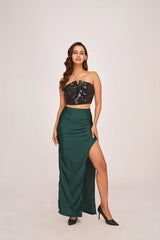 Black Tube Top and Green Skirt Co-Ord Set