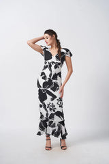 Black and White Classic Ankle-length Dress