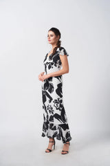 monochrome midi dress