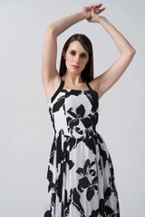 black and white crepe dress