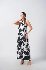black and white floral dress
