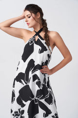 crepe halter neck dress