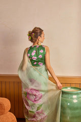 pista green saree