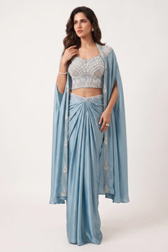 Neel Riwaayat Embellished Satin Cape Set