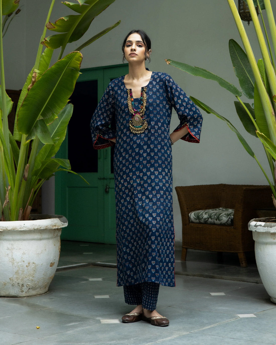 Jalaja Ajrakh Print Pure Cotton Kurta Set
