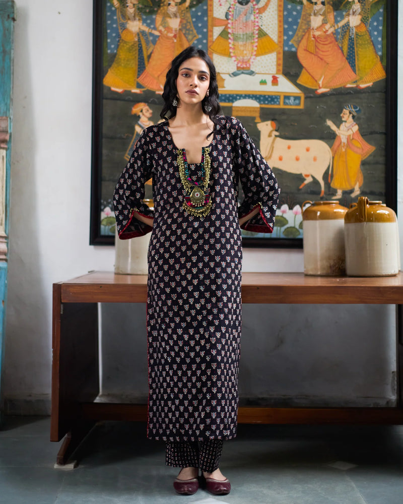 Jalaja Ajrakh Print Pure Cotton Kurta Set