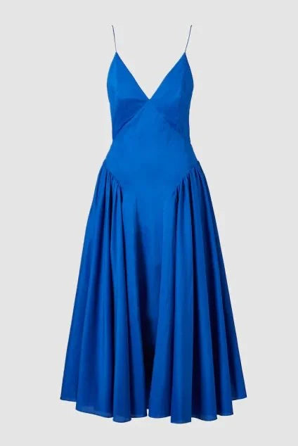 Blue cotton midi dress