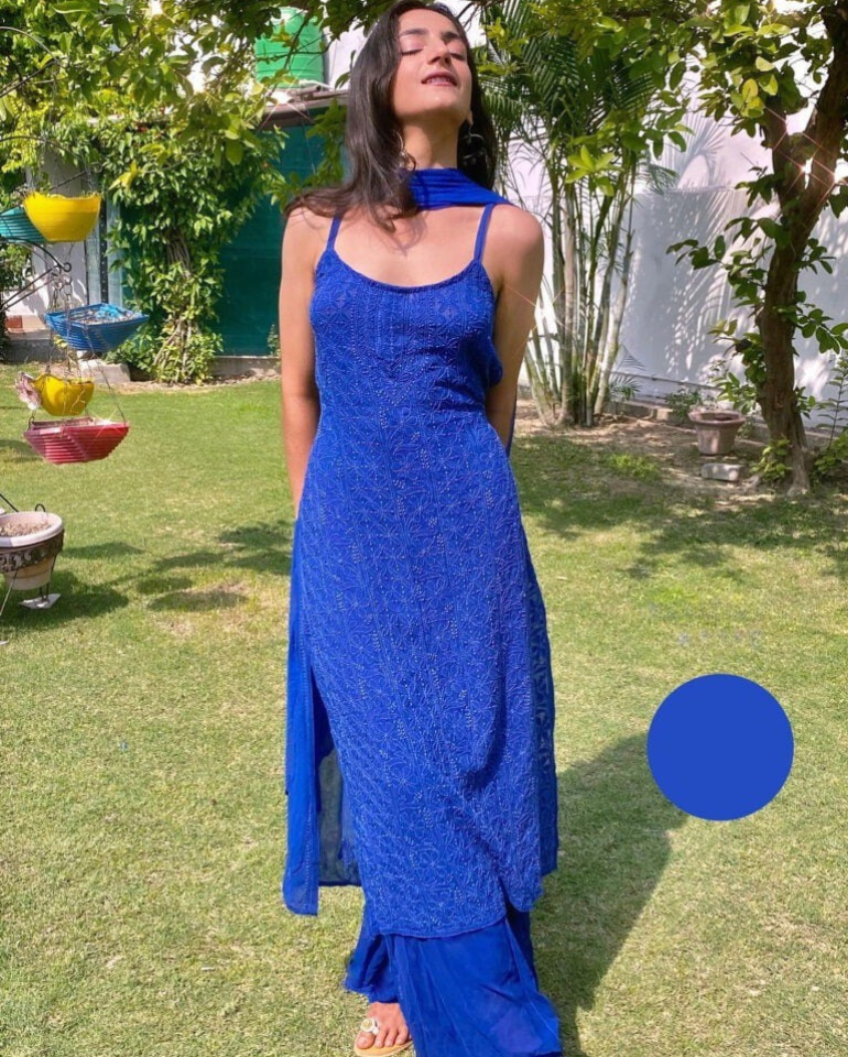 Blue Georgette Embroidered Kurta Set