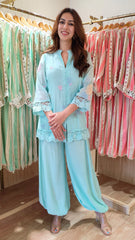 Neel Embroidered Short Kurta & Balloon Pant Set