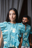 Blue Summer Spring Dress Set