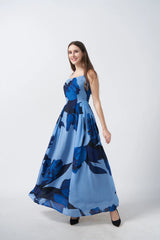 ankle-length floral crepe dress