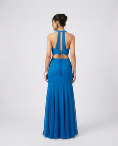 Blue Georgette Twisted Tide Co-Ord Set