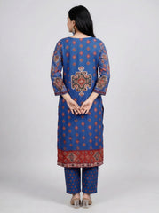 Blue Pure Cotton Rayon Kurta Set