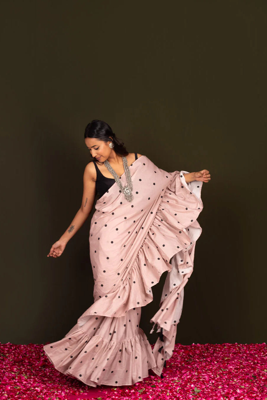 blush pink saree
