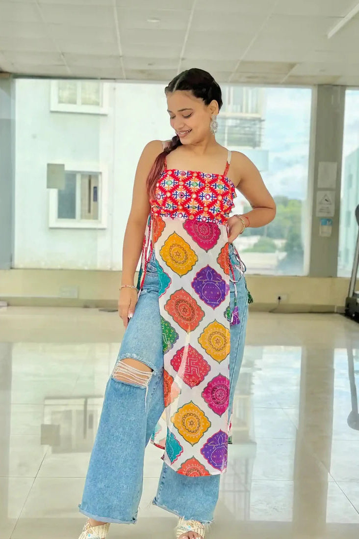 Boho Bloom Side-Tie Kurti: