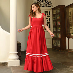 Fiery Red Radiance Cotton Dress