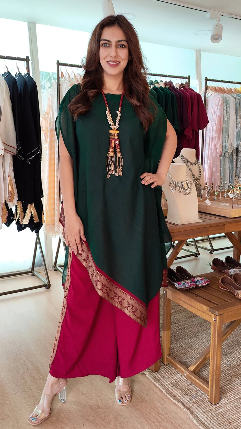 Noir 4 piece Kaftan Coord Set with Camisole & Neckpiece