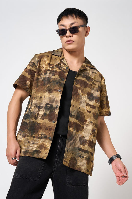Brown polyester relaxed shirt