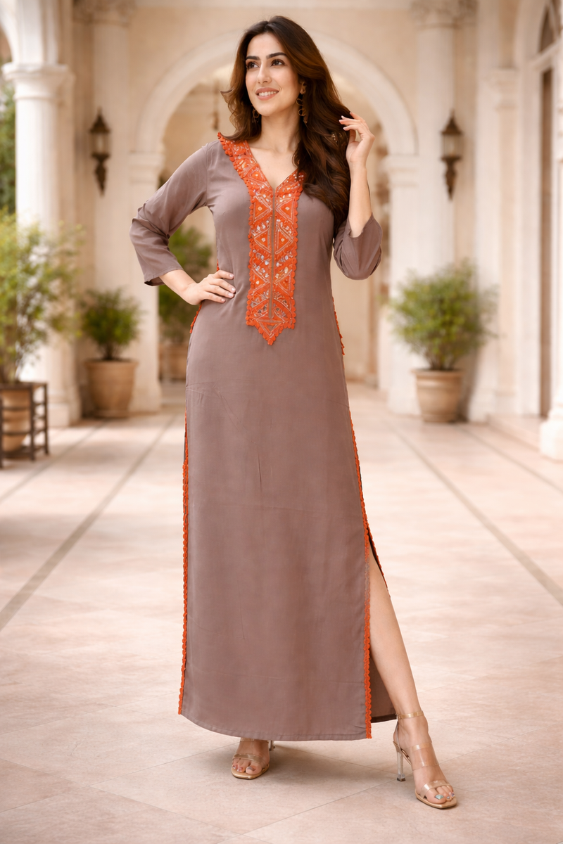 Nazaakat Embellished Mirrorwork  Kaftan Dress