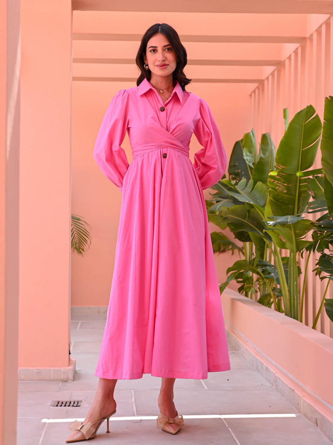 Casual pink dress