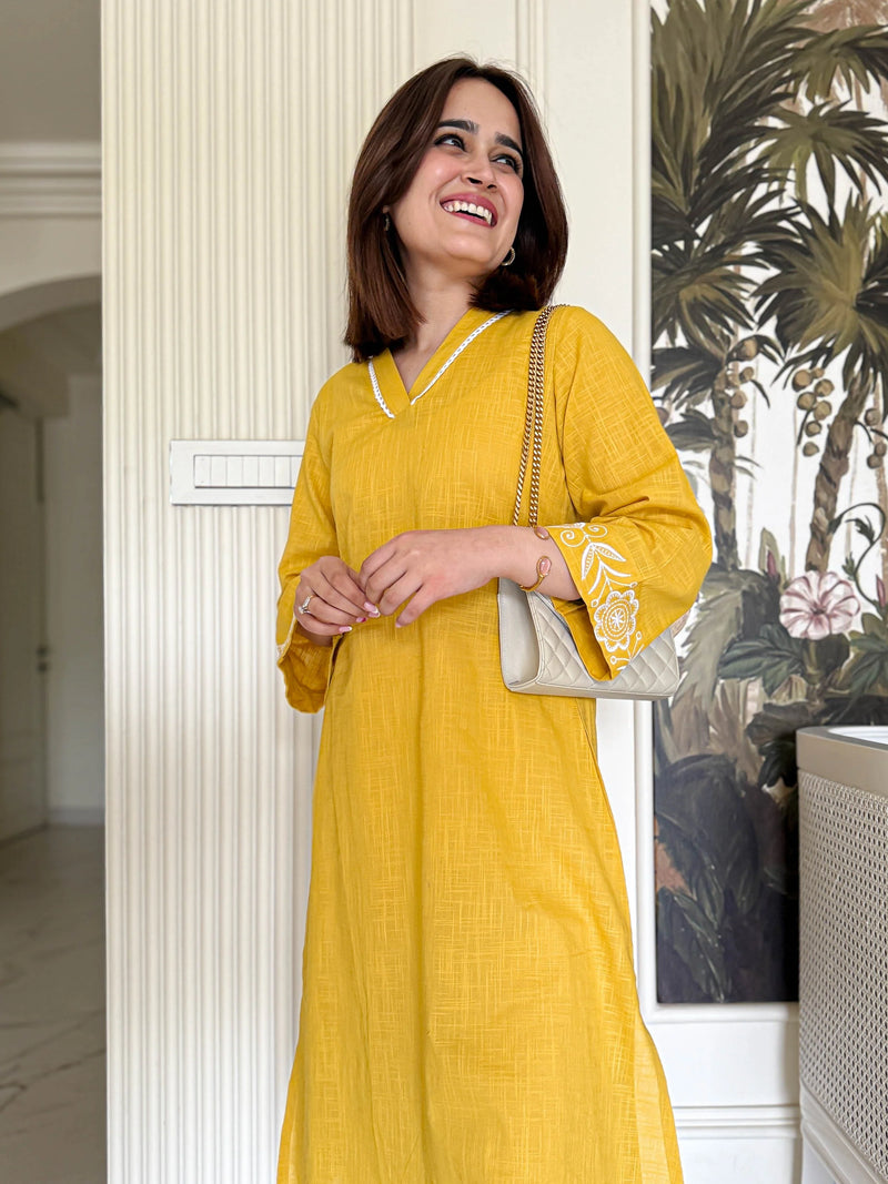 Yellow Cotton Sunset Stroll Co-ord