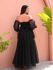 Black Organza Off-Shoulder Dress