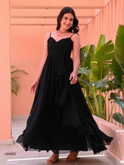 Black Georgette Criss-Cross Dress