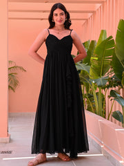 Black Georgette Criss-Cross Dress