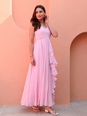 Pink Georgette Lurex Shine Dress