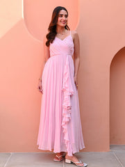 Pink Georgette Lurex Shine Dress