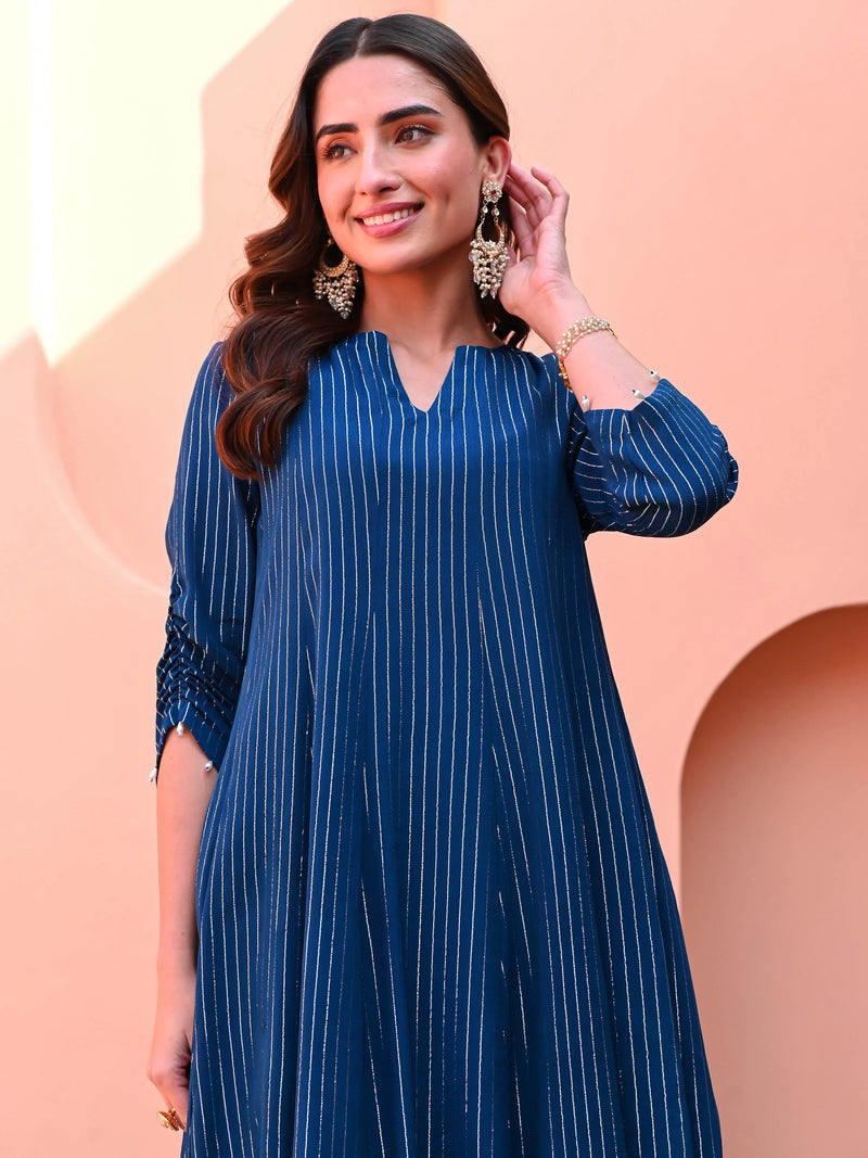 Navy blue georgette kurta
