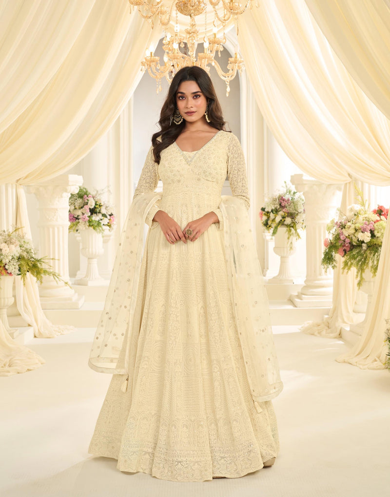 Georgette With Embroidered Gown And Dupatta Collection