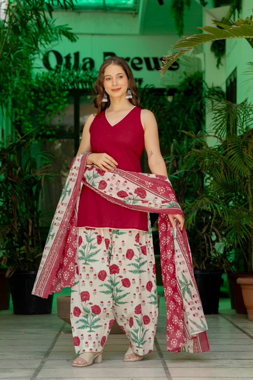 Noor Navy Blue Cotton Farshi Suit Set