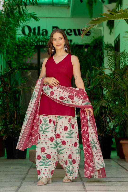 Noor Navy Blue Cotton Farshi Suit Set