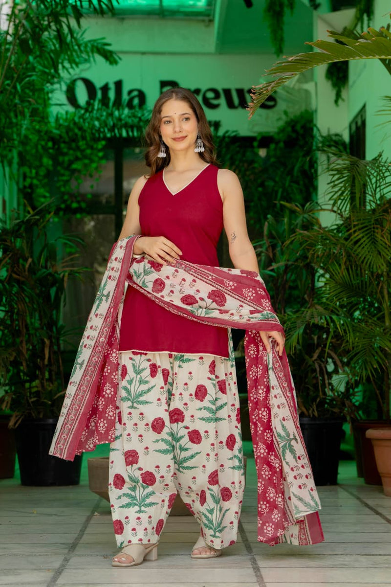 Noor Navy Blue Cotton Farshi Suit Set