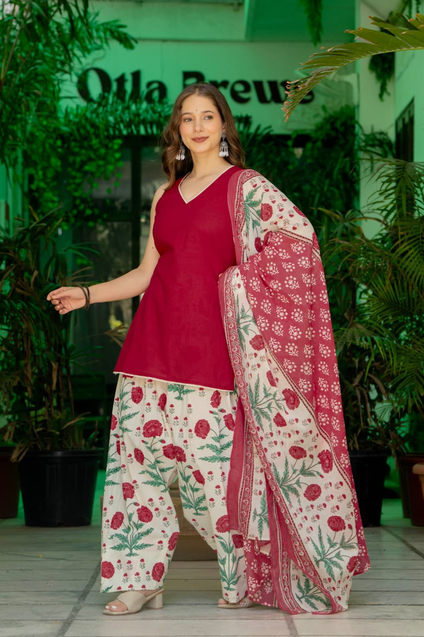 Noor Navy Blue Cotton Farshi Suit Set