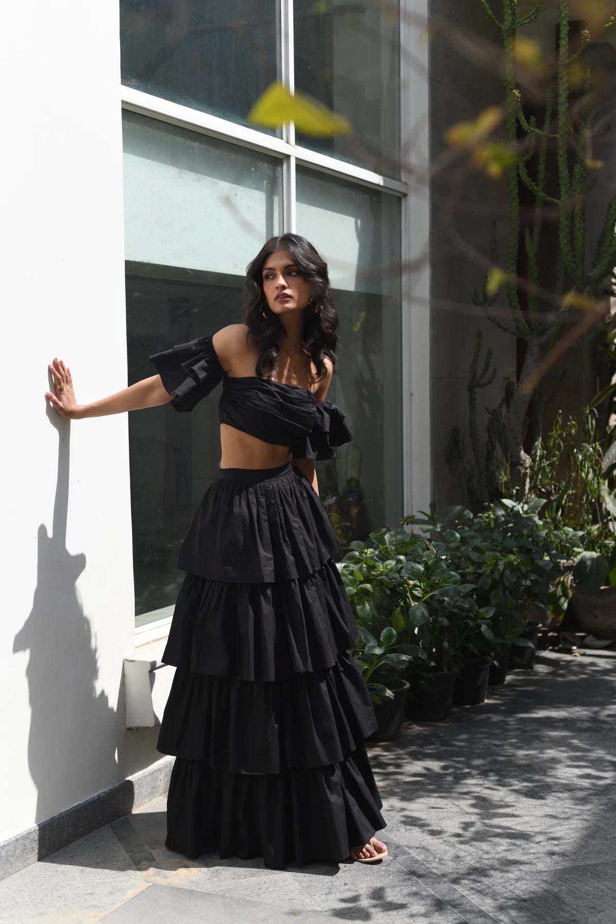 off shoulder black beachwear dress