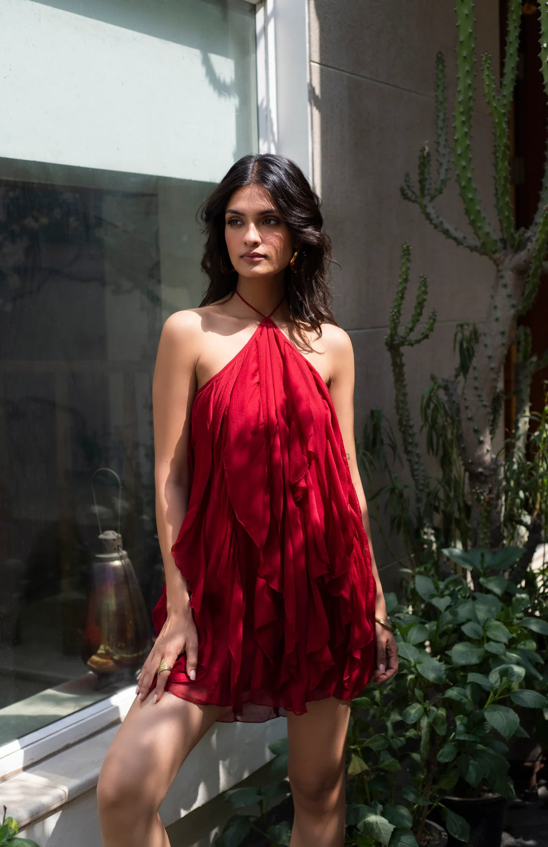 Katherine Red Chiffon Mini Dress