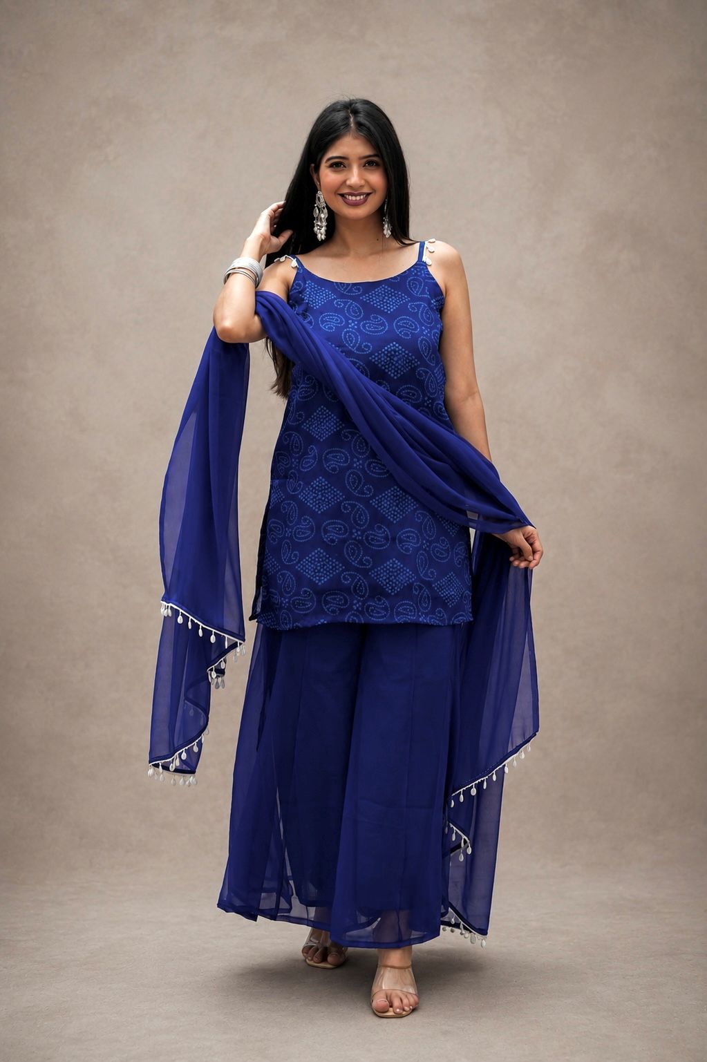 Neel Tara Bandhani Sharara Set
