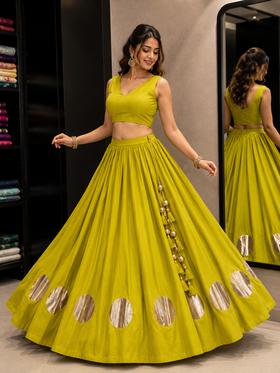 Royal Purple 24 Kali Flared With Gold Butti Skirt